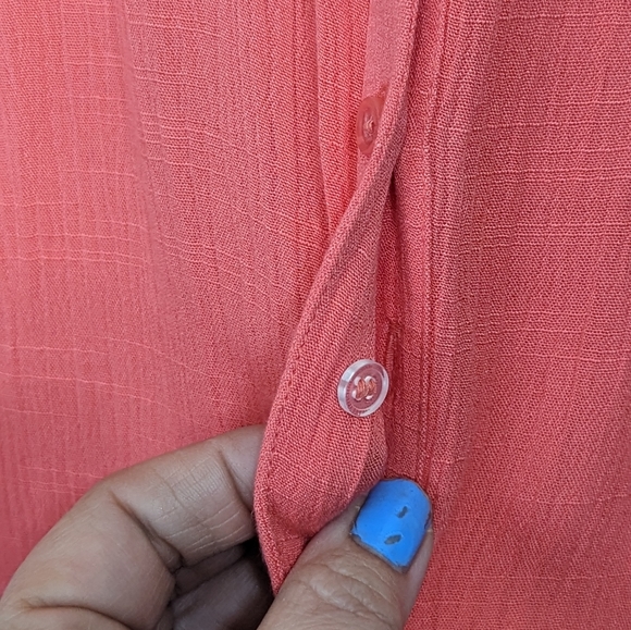 Lane Bryant Top 18 20 Plus Ruched Short Sleeve Button Front 2X - Picture 6 of 12